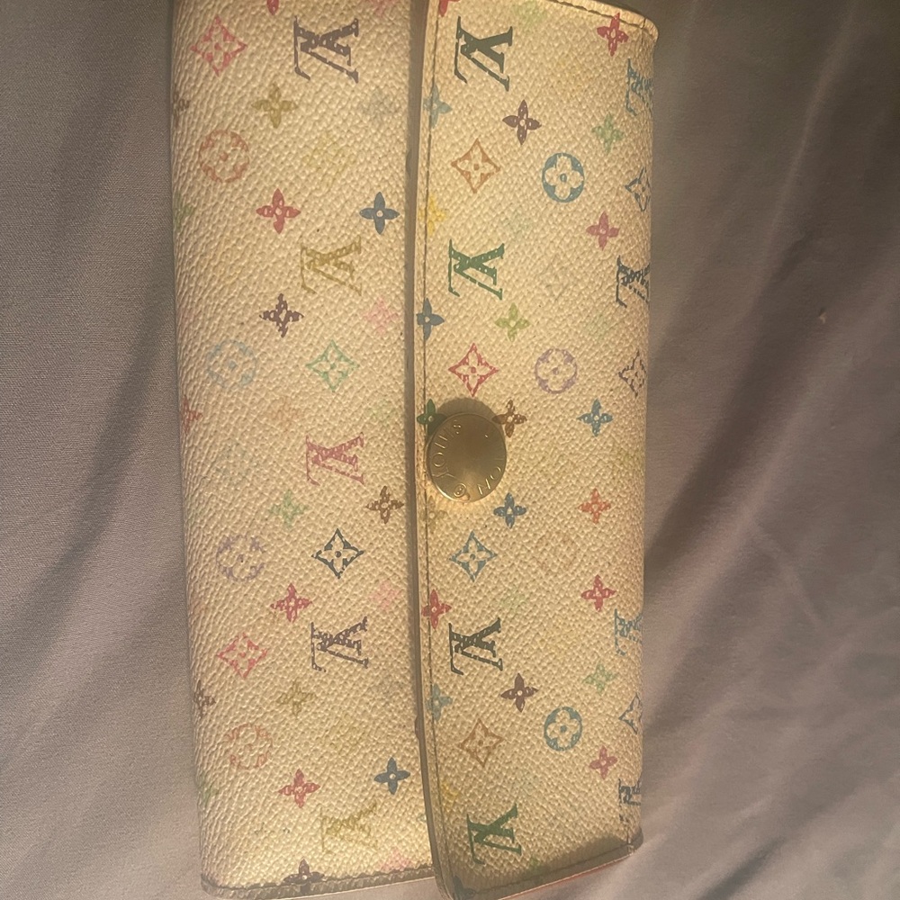 Genuine Louis Vuitton white leather monogram wallet